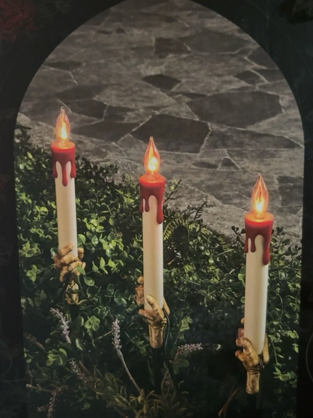 Skeleton hand pathway lights with creepy blood wax detail pathway lights set of3